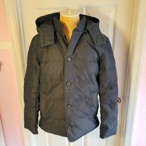 Vince Youth‎ Down Filled Gray Puffer Coat With Hood XL Unisex Winter women's Sl